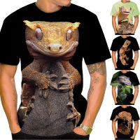 2023 NewNew เสื้อยืดผู้ชายตลก Crested Leopard Gecko 3D พิมพ์ Casual แฟชั่นฤดูร้อนสัตว์ Lizard พิมพ์ Unisex เสื้อแขนสั้น