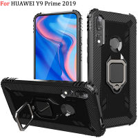 ปกโทรศัพท์สำหรับหัวเว่ยY9 Prime 2019,เกราะ 360 องศาคุ้มครองเต็มรูปแบบกันกระแทกซิลิโคนTPUปลอกโลหะผู้ถือแหวนกรณี