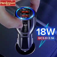 Hardingsun อะแดปเตอร์ที่ชาร์จแบตในรถ18W 3.1A USB สองทางอเนกประสงค์ชาร์จเร็ว QC โทรศัพท์มือถืออะแดปเตอร์สำหรับรถยนต์ทุกรุ่นโทรศัพท์