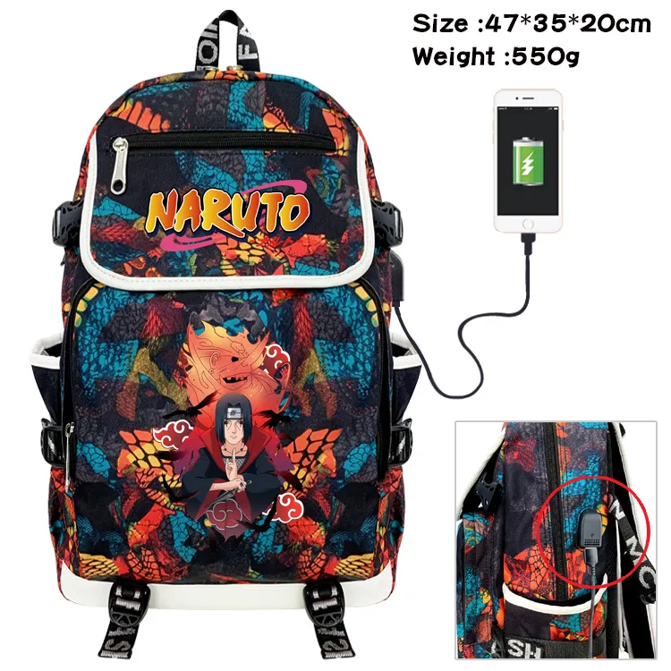 Anime Naruto USB Backpack Travel Laptop Shoulder Bag Cartoon Student Bag