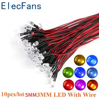 10PCS 3mm/5mm F3/F5 LED 20cm Pre-wired White Red Green Blue Yellow UV RGB Diode Lamp Decoration Light Emitting Diodes DIY Electrical Circuitry Parts