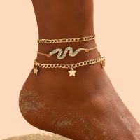 Bohemia Gold Color Snake Ankle Bracelet Set For Women Butterfly Key Lock Charm Anklet Chain On Leg 2023 Trend Boho Jewelry Gift