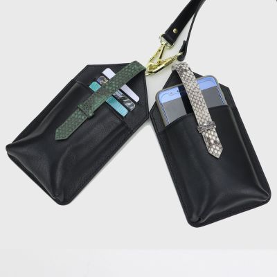 New leather phone holder with shoulder strap card holder hasp phone wallet lanyard leather shoulder phone wallet bag