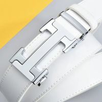 Golf Mens Luxury Belt Fashion New Leather Automatic Buckle White Korean Pants Belt Youth Trend White Belt 110 -125cm Belts