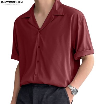 CODTheresa Finger INCERUN Mens Summer 5 Color Short Sleeve Stripe Lapel Button Up Shirts