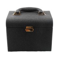 PU Leather Makeup Box Lockable Jewelry Box with Mirror Makeup Case Beauty Case Cosmetic Bag Travel Makeup Bag