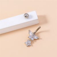 ；【‘；- New Butterfly Flower Pendant Crystal Belly Button Rings Piercing Navel Nail Body Jewelry For Women Fashion Body Piercing Jewelry