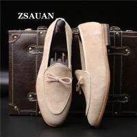 ZSAUAN Semi-formal Cow Suede Mens Shoes Slip-on British Men Dress Shoes Pointy Men Flats Elegant Party Loafers Dropshipping