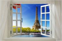 ✟∋✾ หน้าต่างปารีส - SCENIC Art ฟิล์มพิมพ์ผ้าไหมโปสเตอร์ Home Wall Decor 24x36inch