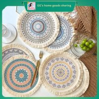 Light Luxury Bohemian Style Woven Cotton Placemat Nordic Fabric Tassel Heat Insulation Pad Anti-Scalding Pot Mat Household Decoration