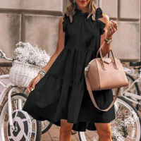 Autumn Elegant White High Neck Ruffle Dress Sexy Long Sleeve Short Loose Dresses Fashion Puff Sleeve Dress Vestidos Mulher 2020