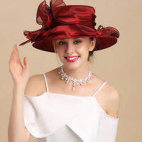 สุภาพสตรี Fascinators Millinery หมวก Church หมวกปีกกว้าง Kentucky Derby Fedora ผู้หญิง Summer Beach หมวกพับได้55-58ซม.