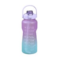 Water Bottle With Straw 2L Large Capacity Cup Motivational Quote Time Marker Fitness Jugs Portable Spray-painted Gradient Cup
