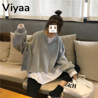 Viyaa เสื้อฮู้ด เสื้อแขนยาวอบอุ่น หลวมและสบาย ทันสมัย ล้ำสมัย สไตล์ เท่ WWY23000MC 41Z231008