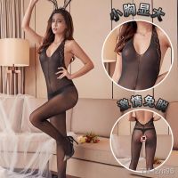 ? แฟนสาว ชุดนอน Silk stockings suit womens open fork hollow out the temptation hosiery for jumpsuits transparent conjoined net 26