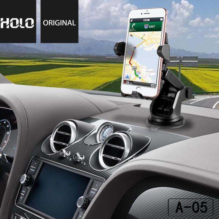 ส่งจากไทย-holo-car-phone-holder-a-05-ที่ยึดโทรศัพท์มือถือในรถยนต์-ที่ตั้งมือถือในรถ-แท่นจับมือถือในรถ-แบบติดดูดกระจก-หรือ-บนคอนโซลรถ-แท้100