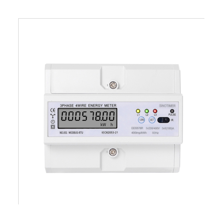 SINOTIMER DDS578R ThreePhase Liquid Crystal Display Home 380V Rail Type WattHour Meter 7P Watt