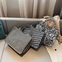 Tas tangan perempuan pesta kasual tas kanvas Tote wanita gelang kantung Tote buku siswa saku mode dekorasi Zebra