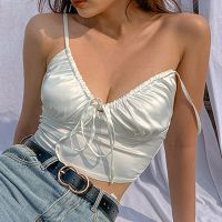 [A LIKE] เซ็กซี่ V คอผู้หญิง Camisole ผ้านุ่ม GirlCrop Tops PartySling Tops Female2022New Camis