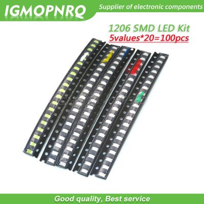 100pcs each 20pcs 1206 SMD LED light Package LED Package Red White Green Blue Yellow 1206 led light-emitting diode Electrical Circuitry Parts