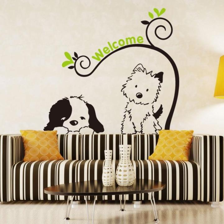 cute-cartoon-dog-animals-wall-sticker-removable-art-vinyl-decals-for-kids-room-home-decor-background-decoration-stickers