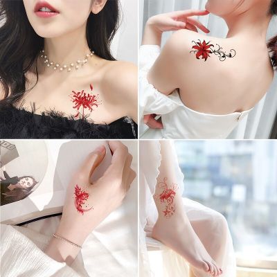 The other shore flower tattoo stickers waterproof womens long-lasting artificial flower collarbone chest semi-permanent net red small pattern tattoo stickers