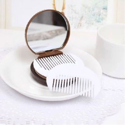Women Women Girls Chocolate Cookie Mini Pocket Mirror With Comb Princess Portable Sandwich Biscuit Shape Makeup Cosmetic Folding Mirrors