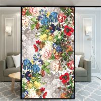 Privacy Window Film Static Cling No Glue Decorative Flower Painting Window Treatments Window Coverings Glass Window Sticker