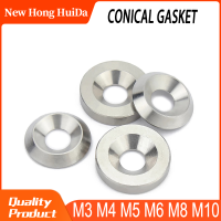 M4 M5 M6 M8 304สแตนเลส Conical เครื่องซักผ้า Solid Countersunk หัวแบนปะเก็นเว้าและนูน Tapered Washers