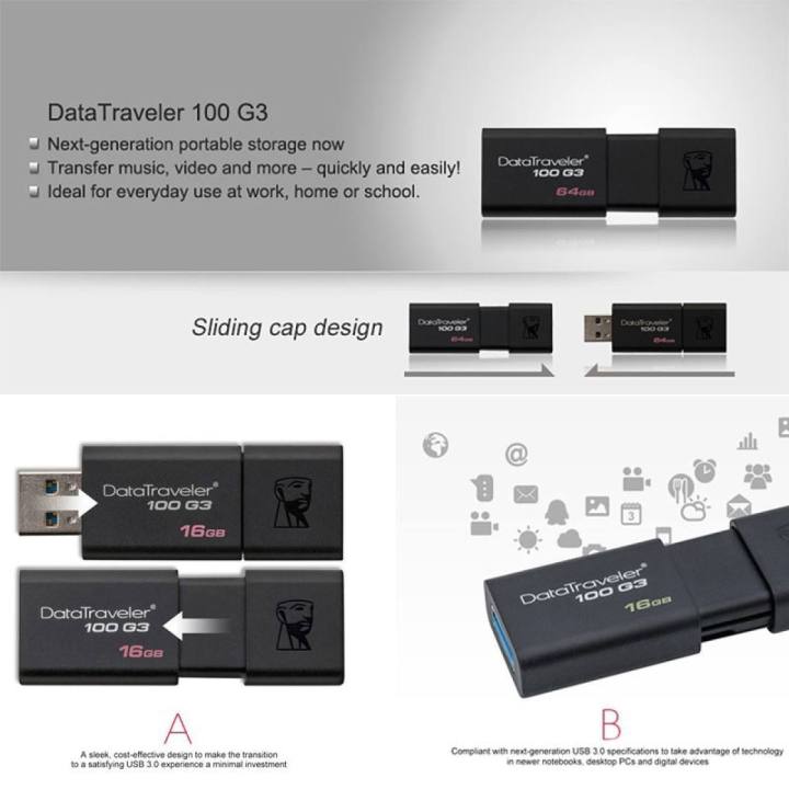 ลองราคาเยอะพิเศษkingston-64gb-datatraveler-100g3-flash-drive-usb-3-1-ความเร็วสูงสุด-100-mb-s