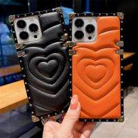 Fashion 3D Embossed Love Heart Phone Case For iPhone 13 12 11 14 Pro Max X XR XS MAX Cute Leather Back Cover Protective Fudna Phone Cases