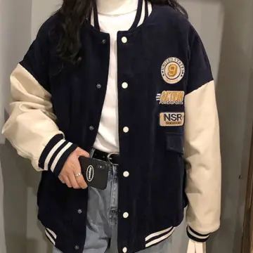 HOUZHOU Vintage Varsity Jacket Women Oversize Baseball Jackets Korean  Fashion Streetwear Bomber Coats College Couple Aesthetic