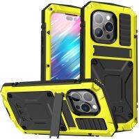 Luxury Rugged Armor 360เคสโทรศัพท์แบบเต็มสำหรับ iPhone 14 Pro Max Plus 13 12 11โลหะอลูมิเนียมกันกระแทก Cover