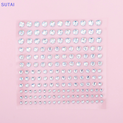 💖【Lowest price】SUTAI สติกเกอร์พลอยเทียม3456มม. 1แผ่น165ชิ้นสติกเกอร์ประดับคริสตัลอัญมณีมีกาวในตัวสติกเกอร์ตกแต่งแบบทำมือ