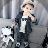 Korean version Baby Boy Long Sleeve Gentleman Soft Cotton Suit 3PCS