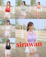 Sirawan เสื้อครอปคอปกโปโล แต่งกระดุมหน้า สีพาสเทล น่ารักสวยหวานเย็นตาเย็นใจ ใส่สบาย