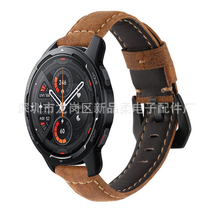 เหมาะสำหรับ-xiaomi-watch-color-2-สายนาฬิกาสายนาฬิกาหนังแท้ฝ้าชั้นแรกสายข้อมือหนังวัวแท้-22mm-สายนาฬิกา