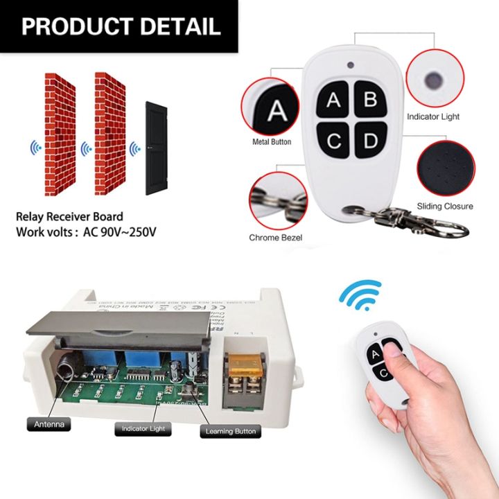 relay-remote-control-panel-433-92-mhz-rf-ac90-250v-10a-relay-receiver-with-2-remote-control