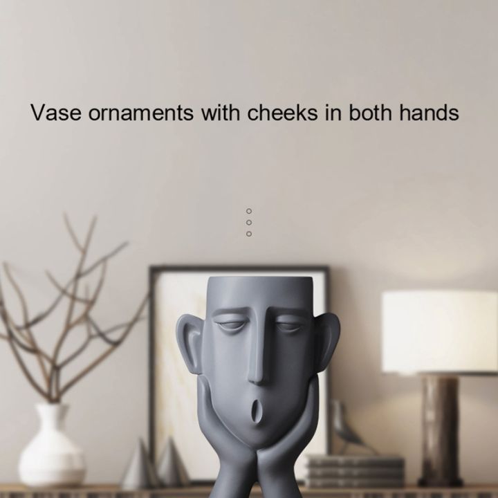 cute-retro-vase-ornaments-with-hands-holding-cheeks-creative-nordic-tv-cabinet-porch-home-decoration