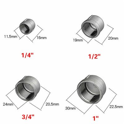 1/4" 1/2" 3/4" 1" Female Thread 304 Stainless Steel Pipe Fitting hydraulic End Caps Round Head Socket Plug End Cap For Water Oil Pipe Fittings Accesso