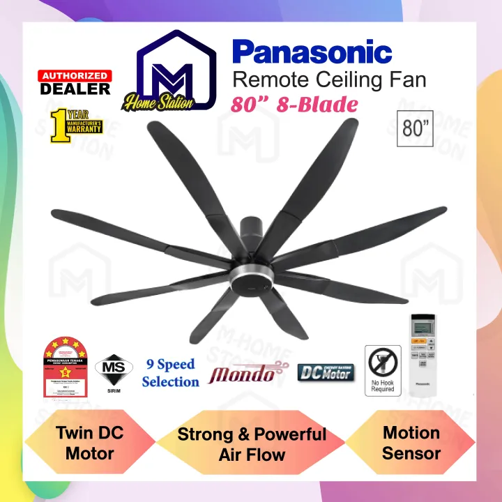 Panasonic 80" 8Blade DC Motor Ceiling Fan Remote Control Canopy Type F