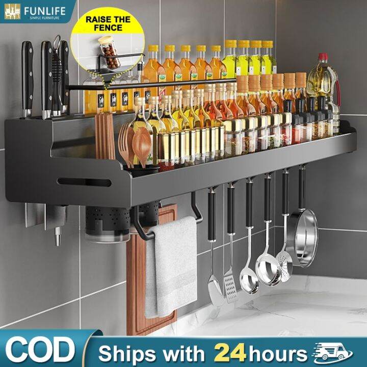 Double Layer Spice Rack No Punching Wall Hanging Kitchen Condiments