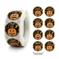 100-500pcs Pumpkin Halloween Stickers for Kids Toy Thank you Stickers Seal Label 2.5CM Candy Bag Gift Packaging Decor Stationery Stickers Labels