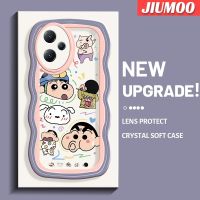 JIUMOO เคสสำหรับ Xiaomi Poco X5 5G Redmi Note 12 5G Note 12 Pro 5G Redmi เคส12C ลายการ์ตูน Spoof Crayon Shin-Chan แฟชั่นดีไซน์ใหม่ขอบครีมเคสโทรศัพท์แบบใสเคสป้องกันซิลิโคนเลนส์กล้องถ่ายรูปโปร่งใสกันกระแทก