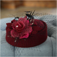 Vintage Elegant Female Cap nd Soft Girls Chapeu Gauze Formal Hat Noble Wool Fedoras Hat For Women Hat Fashion Bow-Knot Cap