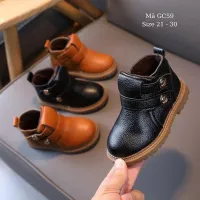 Giày boot cổ cao cho bé trai 1 - 5 tuổi da mềm thời trang 2 màu nâu đen phong cách Hàn Quốc GC59