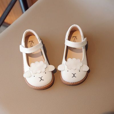 Childrens Fashion Cute Girls Leather Shoes 2023 Little Lamb Korean Style Round Toe Kids Casual Shoes Breatheable Shallow Flat