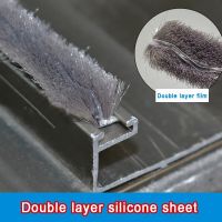 2M Plug-in Type Brush Strip whit Silicone sheet Door Window Sealing Strip Sound Insulation Draught Excluder Brush Strip Gasket Decorative Door Stops