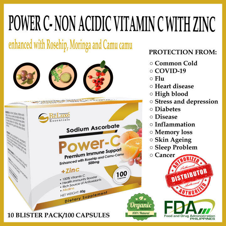 Power C Vitamin C Plus Zinc 500mg Sodium Ascorbate With Zinc Vitamin C