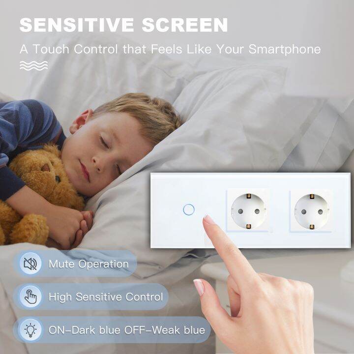 bseed-1-2-3gang-touch-switch-sensor-light-switch-1way-glass-panel-wall-socket-eu-standard-blue-backlight-10a-white